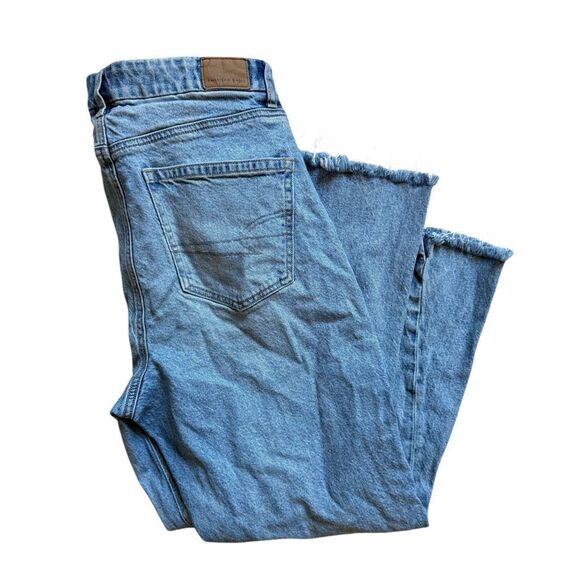 Womens American Eagle Curvy 90s Light Rinse Raw Hem Bootcut Jeans - Sz 8 - Picture 4 of 4